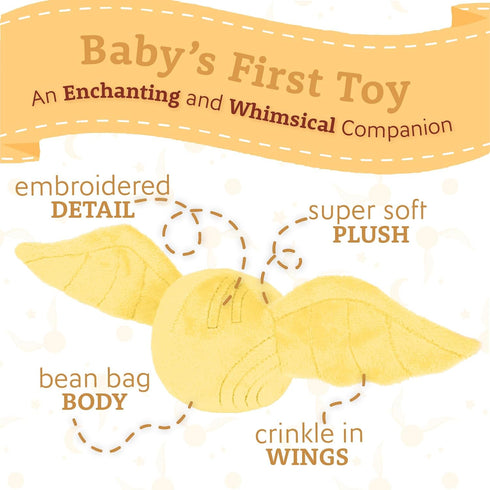 KIDS PREFERRED Harry Potter Golden Snitch Plush Stuffed Animal a Soft Golden Ball with Detailed Embroidered Wings for Babies, Toddlers, and Kids 3...