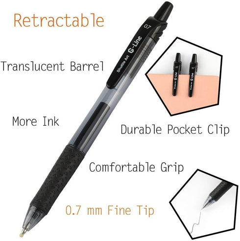 Black Gel Pens, 46 Pack(20 Gel Pens with 26 Refills) Lineon Retractable Medium Point Gel Pens Smooth Writing with Comfortable Grip for Office Scho...
