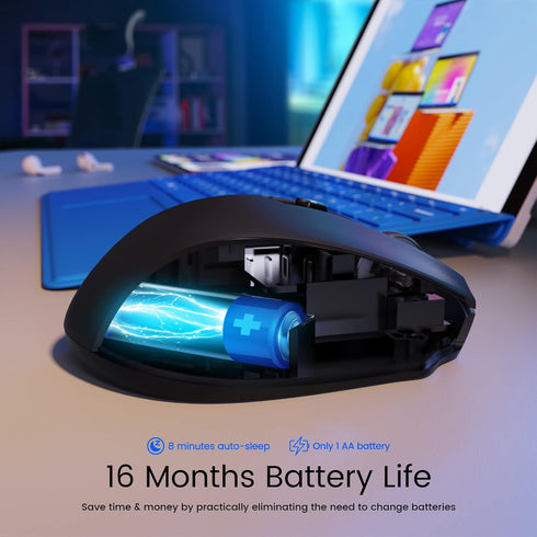 Wireless Mouse, D-09 Computer Mouse USB Cordless Mice for Laptop, Ergo Grips, Lightspeed 5-Level 2400 DPI, 16 Months Battery, Portable for PC Mac ...