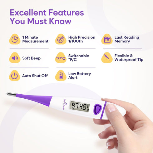 Easy@Home Basal Body Thermometer: BBT for Fertility Prediction with Memory Recall- Accurate Digital Basal Thermometer for Temperature Monitoring w...