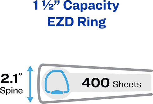 Avery Heavy-Duty View Binder with 1.5" One Touch EZD Ring, Black, 1 Binder (79695)...