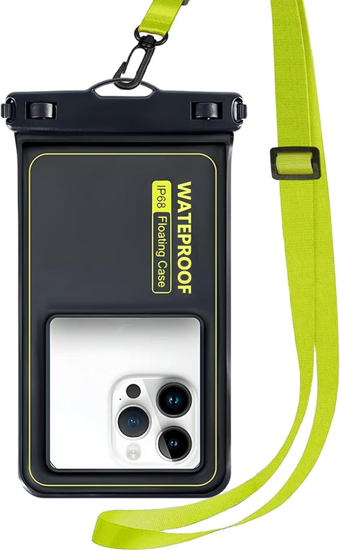 Floating Waterproof Pouch, with Adjustable Neck Lanyard, Marine IP68 Cellphone Dry Bag Compatible with 15 Pro Max/ 14 Pro Max/ 13 Pro Max/ 12/ S24...