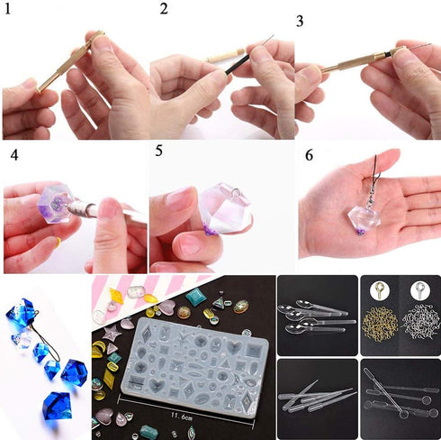 EuTengHao 229Pcs DIY Jewelry Casting Molds Tools Set More Than 120 Designs Contains 8 Silicone Jewelry Resin with 70 Designs,1 Earring Molds with ...