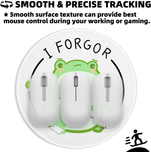Funny Work Frog Small Mouse Pad, Cute Aesthetic Anime Mousepad with Non-Slip Rubber Base, Round Mouse Pads for Desk Accessories Laptop Gaming Offi...