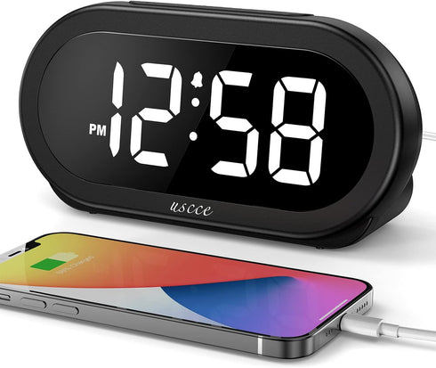 uscce Small Digital Clock for Bedroom: 6 Dimmable Brightness 4 Alarm Volume - Plug in Clock with Easy Operation for Bedside Desk...