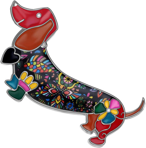 Bonsny Enamel Alloy Sweet Dachshund Dog Brooches Pin Jewelry For Women Girls Novelty Gift Charms...