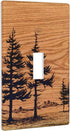 Pine Tree Wood Grain Rustic Funny Plastic Wall Plate Decorative Single Toggle Light Switch Cover For Women Girls Bedroom Kitchen Living Room...