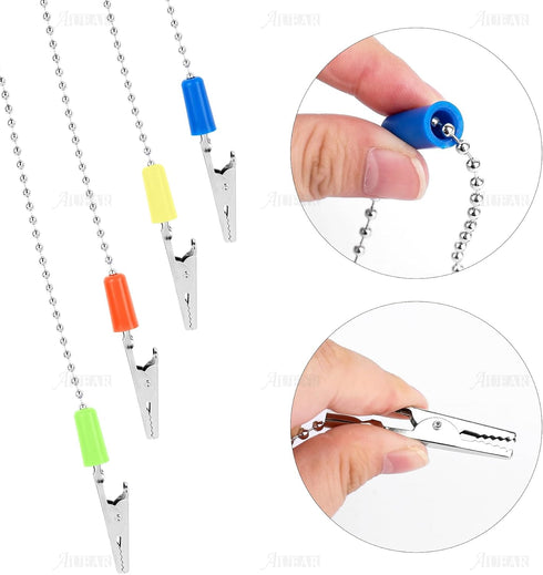 AUEAR, 6 Pack Napkin Clips Metal Dental Bib Chain Holder Fixing Lanyard Flexible for Adult (4 Colors)...