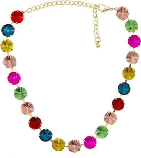 JNF Colorful Crystal Rhinestone Choker Collar Necklace For Women Twisted 3 Strand Statement Necklace Trendy Sparkly Gold Neck Chain Wedding Bridal...
