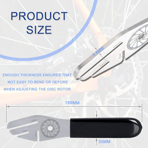 JONMON Bike Rotor Truing Fork, Bicycle Disc Alignment Wrench, 3 Slot Depths Adjustment Brake Disc Adjuster Flattening Correction Gap Regulator Rep...