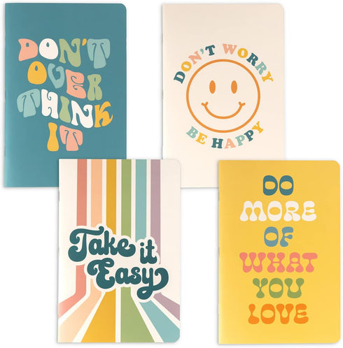 THiNKABLE Cute Notebook Set, 4 Pack Pastel Journals, 5.5 x 8.3 in, 60 Pages, Cute Pretty Inspirational Notebooks, Soft Cover Journals for Students...