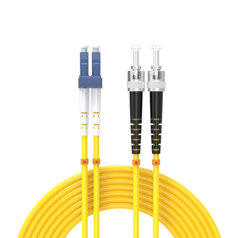 2Meters 7ft LC/UPC-ST/UPC Single-Mode Fiber Optic Cable LC to ST OS2 Jumper Optical Patch Cord Duplex 9/125um Yellow LC-ST...