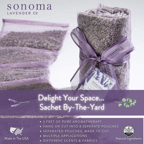 Sonoma Lavender Dried Lavender Sachets by The Yard for Drawers and Closets, Natural Air Freshener for Home, Car, Bag, Room, and Closet...