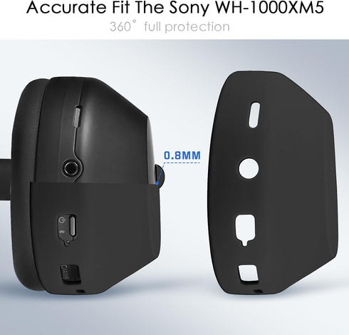Silicone Case for Sony WH-1000XM5, QINGQING Sony xm5 Wireless Headphones Protective case Cover, Black...
