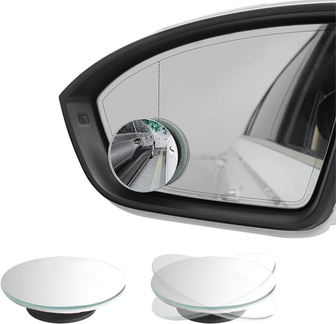 2 Pack Blind Spot Mirrors, 2'' Round Shape Waterproof HD Frameless Glass with Wide Angle, Self-Adhesive Adjustable Rear View Convex Mirrors Suitab...