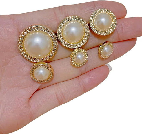 30Pcs Stylish Resin Button Pearl Button for Crafting, Sewing Replacement, Knitting Sweaters Handmade Crafts (25mm&21mm&18mm&15mm&12.5mm&11.5mm) (G...