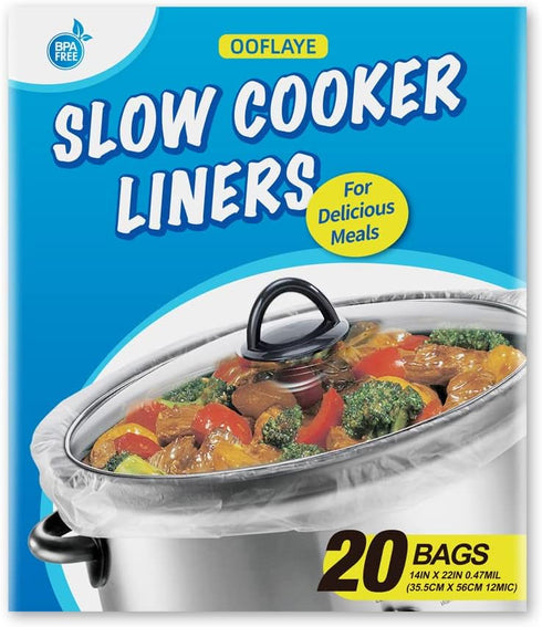 20 Counts Slow Cooker Liners and Cooking Bags, Extra Large Size Fits 6-10QT Pot, 14"x 22", BPA Free, Suitable for Oval & Round Pot -1 Pack...