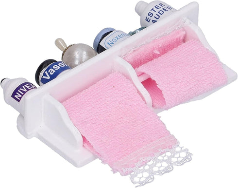 Dollhouse Wooden Towel Rack Bottles, 1:12 Simulation Miniature Furniture Model Toy for Dollhouse Bathroom Decoration Accessories...