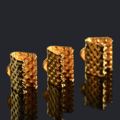 dophee 100Pcs Ribbon Clamps Crimp Ends with Loop, Beads Clasps Hook Tips Clips Connectors Cord Ends DIY Craft Kit for Jewelry Making Bracelet Clos...