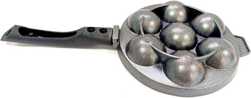 Generic Appam Pan Non Stick Pancake Mold Aluminium Ebelskiver Patra Appachatty Paniyaram Pan 7 Cavity Paniyarakkal Egg Pan Maker With Stainless St...