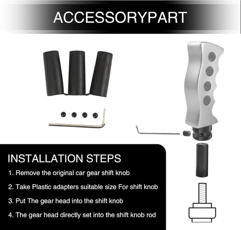 1 PC Car Shift Knob Protective Cover with Adapters, Anti-Slip Waterproof Metal Vehicle Gear Lever Decoration, Universal Manual Automotive Shift Kn...