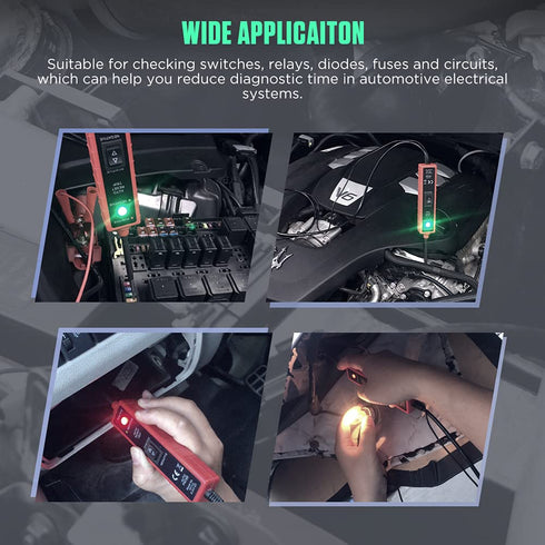 Power Circuit Probe Tester 6V-24V DC Test Light Short Circuit Tester Component Activation Electrical Tester Polarity Identify Continuity Tester wi...