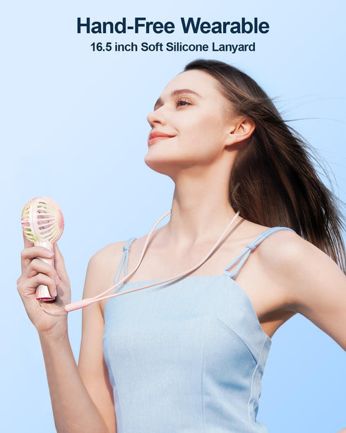 Portable Mini Handheld Fan, Small Personal Hand Held Fan with Base, Cute Design USB Rechargeable Fan for Lash Makeup, Summer Beach Travel Essentia...