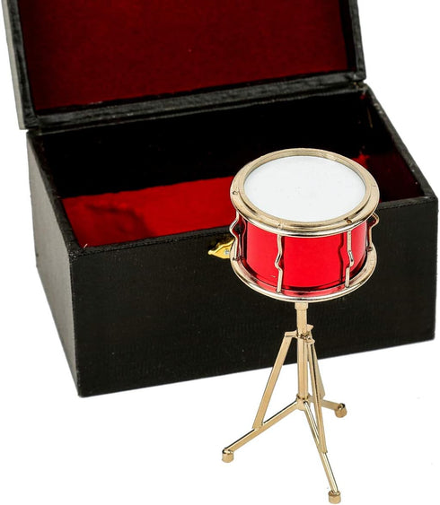 Miniature Snare Drum with Case Mini Percussion Musical Instrument Mini Snare Drum Miniature Dollhouse Model Christmas Ornament and Gift (Snare Dru...