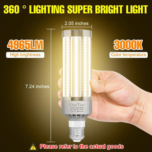 35W LED Corn Lights Bulb 350Watts Equivalent Super Bright 4965Lumens 3000K Warm White Lamp E26 Bulbs E39 Mogul Base Adapter 100-277V Indoor Outdoo...
