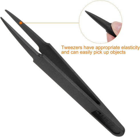 2Pcs 93301/93303 Precision Plastic Tweezers Kit 120mm Anti-static Flat Round Head Craft Tweezers Set for Electronics Jewelry Making Laboratory Wor...