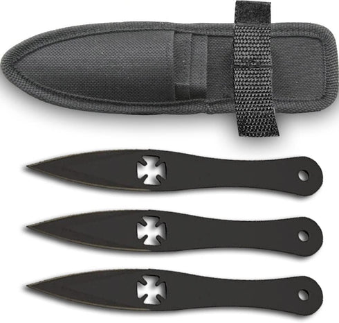 Fixed Blade Knives 3Piece 5-1/2inch Black w/Sheath...