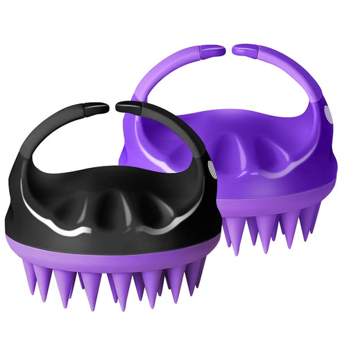 HEETA Scalp Massager with Soft Silicone Bristles - Removes Dandruff, Relieves Itching, Shampoo Brush for Hair Care & Scalp Relaxation (Black & Dar...