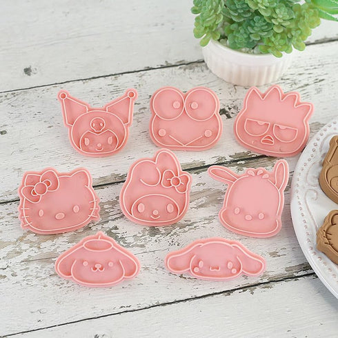 Cute KITTY Cat Cookie Cutter Set, 8 Pieces Cartoon Cookie Cutter With Embossed Pattern, 3D Cartoon Fun Cookie Cutter Set, DIY Baking Cake Fondant ...
