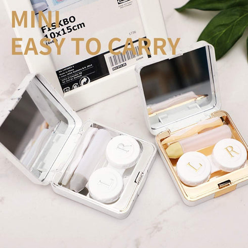 Contact Lens Case, Marble Contact Cases Travel with Remover Tool, Mirror, Tweezers, Contact Solution Bottle, Contact Lens Container Kit for Women ...