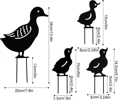 Duck Garden Statue Mallard Duck Statue Metal Lawn Ornaments Hollow Garden Decorations (Black)...