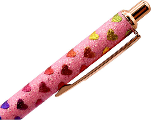 9PCS Sparkle Glitter Heart Pens Metal Daisy Flower Pen Weeding Pen Retractable Ballpoint Pens Lip Print Pen Gift Pen For Women Girls Ladies School...