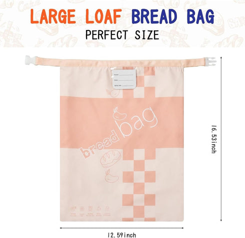 Bread Bags for Homemade Bread Storage - Reusable Large Bread Bag - Freezer Bread Saver - Sourdough Bread Making & Fresh Bread Storage Solution (Pi...
