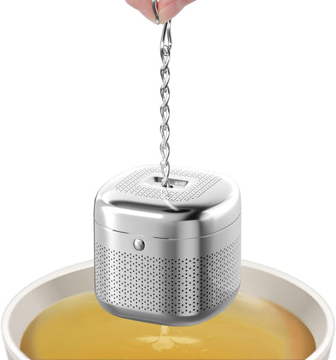 Reinmoson 2 Pack Tea Balls for Loose Tea, 304 Stainless Steel Extra Fine Mesh Tea Infusers for Loose Tea, Retractable Chain Design Tea Strainers f...