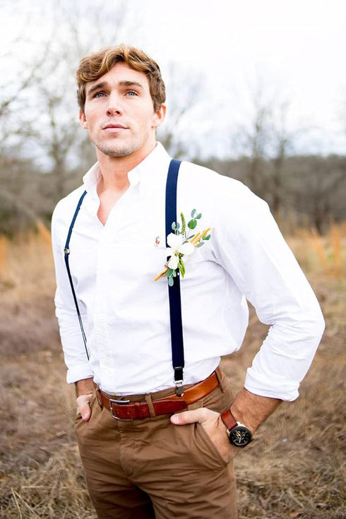 Suspenders for Men and Women Adjustable Elastic 1 inch Wide Leather Heavy Pants Strong Metal Clips Suspender Costume...