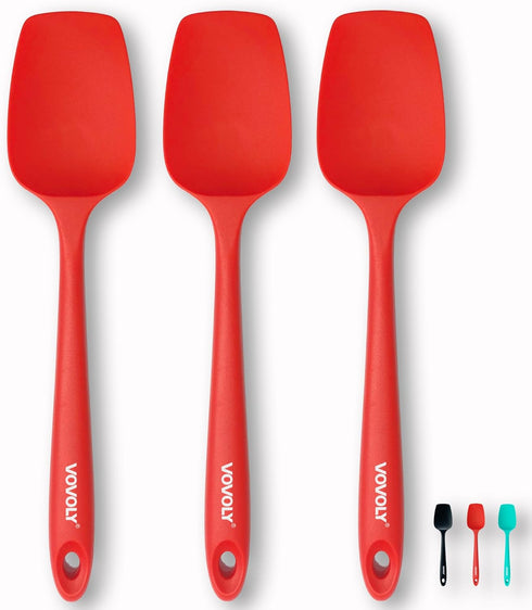 Silicone Spatula Set, High Heat Resistan Rubber Spoon Spatula, Non-Stick Spoonula with Seamless One Piece Design, Flexible Scrapers Baking Mixing ...
