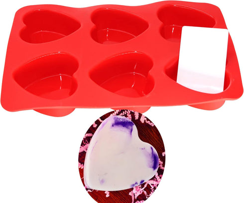 X-Haibei Love 6 Heart Shape Silicone Mold Lotion Bars Soap Moulds Cake Muffin Baking Deep Cavity 4oz per Cell...
