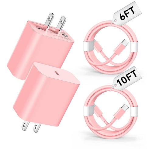 Phone Charger Fast Charging,MFi Certified 2-Pack 20W USB-C Wall Charger for Appple with 1-Pack 6/10FT Fast Charging Type-C to Liightning Cable for...
