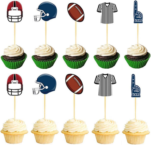 Football Sport Cupcake Toppers Cake Decorations Toppers Picks for Sport Themed Birthday Baby Shower Wedding Party Supplies 25PCS...