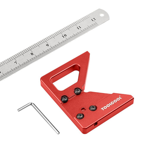TOOLCOOL Circle Center Finder Tool Woodworking Centering Tool 45 Degree Angle Maker Draw Scribe Line Ruler Aluminum Alloy...