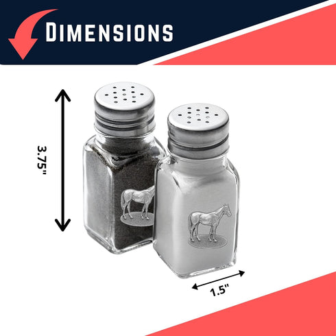 Racehorse Salt and Pepper Shaker Set of 2 Bottles | Expertly Crafted Pewter Glass...