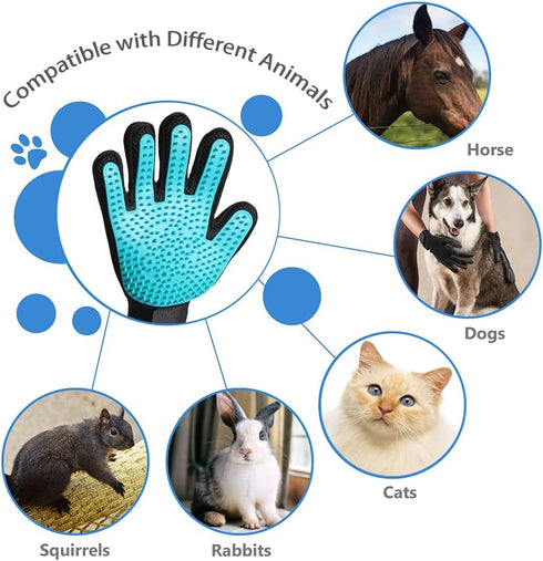 Upgraded Pet Grooming Gloves with Sturdy Teeth, Dexterous Dog Hair Removal for Gentle Shedding, Shampoo Horse Bathing Supplies for Washing, Scrubb...