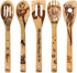 Halloween Idea Utensil Burned Wooden Spoons Set House Warming Wedding Present Slotted Spoon 5 Piece SpoonSet...