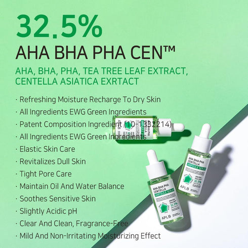 APLB AHA BHA PHA Centella Ampoule Serum | AHA BHA PHA CEN™ 32.5% 1.35 FL.OZ/Korean Skincare, Exfoliant, Long lasting moisturizing, Revitalize for ...