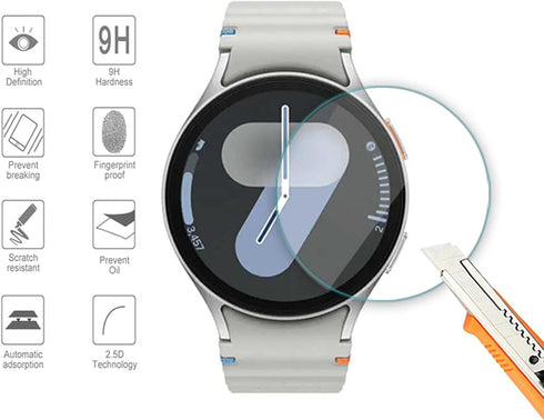 2 Pack Case for Samsung Galaxy Watch 7 Screen Protector,Waterproof Tempered Glass Screen Protector Accessories Hard PC Protective Cover Bumper for...
