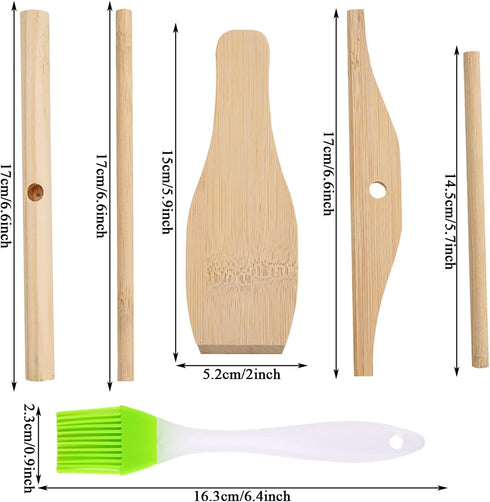 4 Pcs Crepe Spreader Stick and Spatula Kit with Random Color Oil Brush for Fit Large Crepe Pan Maker...